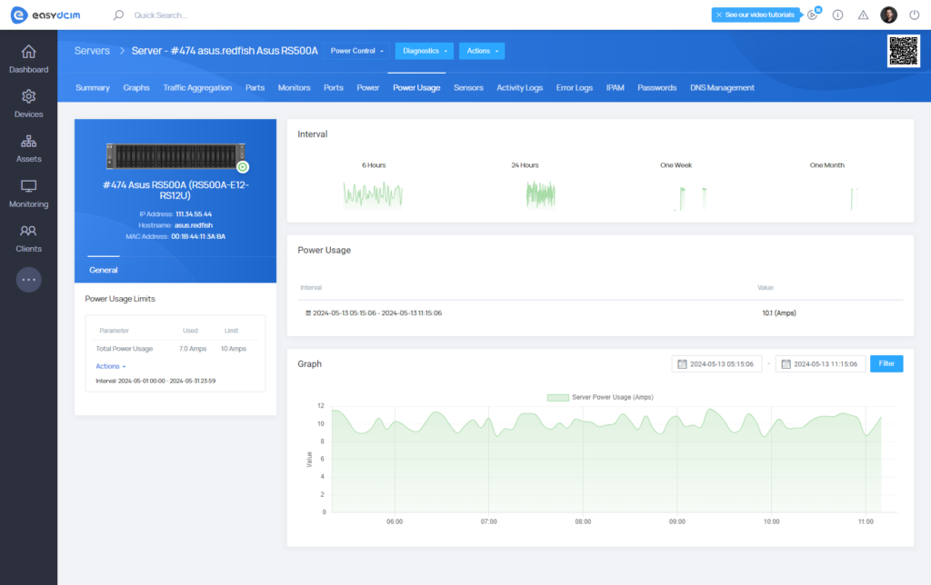 Redfish Power Usage Graphs - EasyDCIM v1.11.0