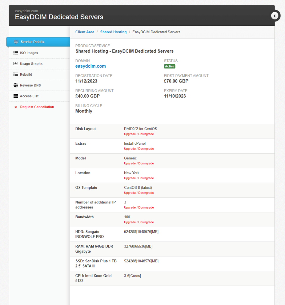 EasyDCIM Dedicated Servers For HostBill