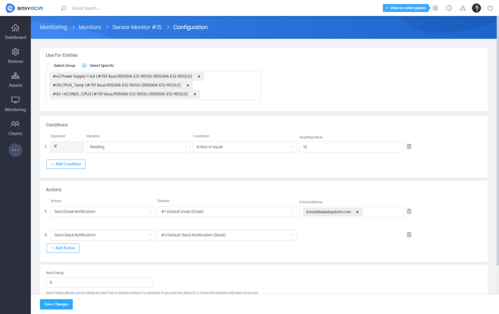 Sensor Monitor Configuration - EasyDCIM v1.12.0