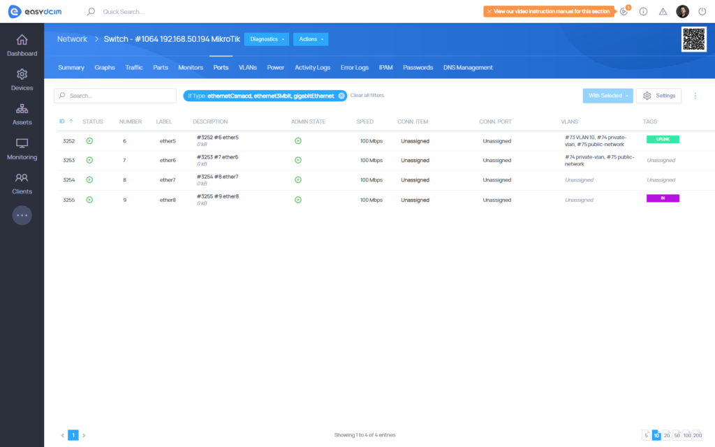 MikroTik VLANs - EasyDCIM v1.13.0