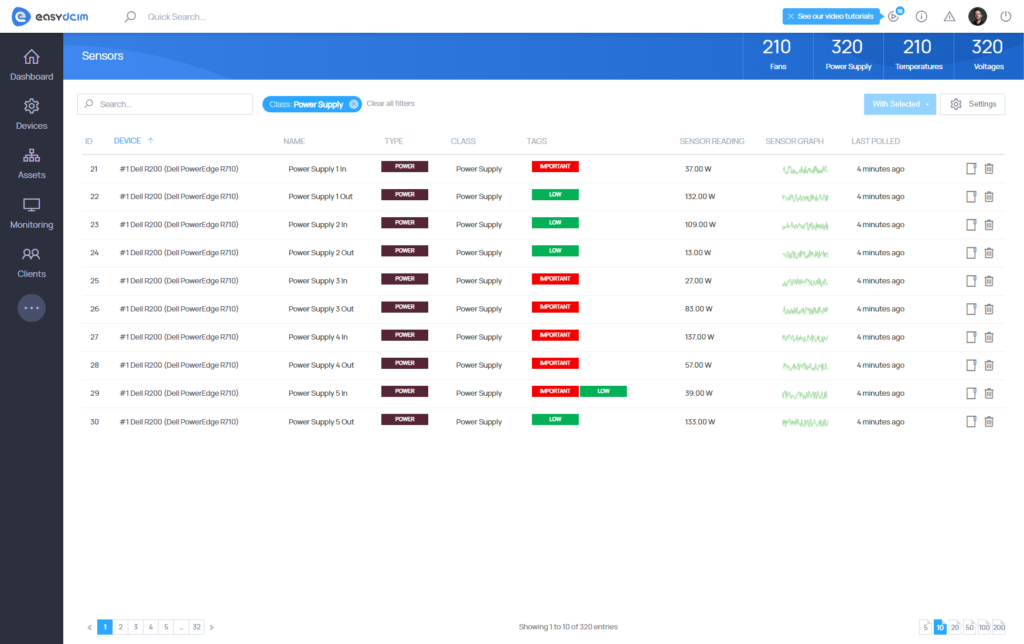 Sensors Section - EasyDCIM v1.13.0