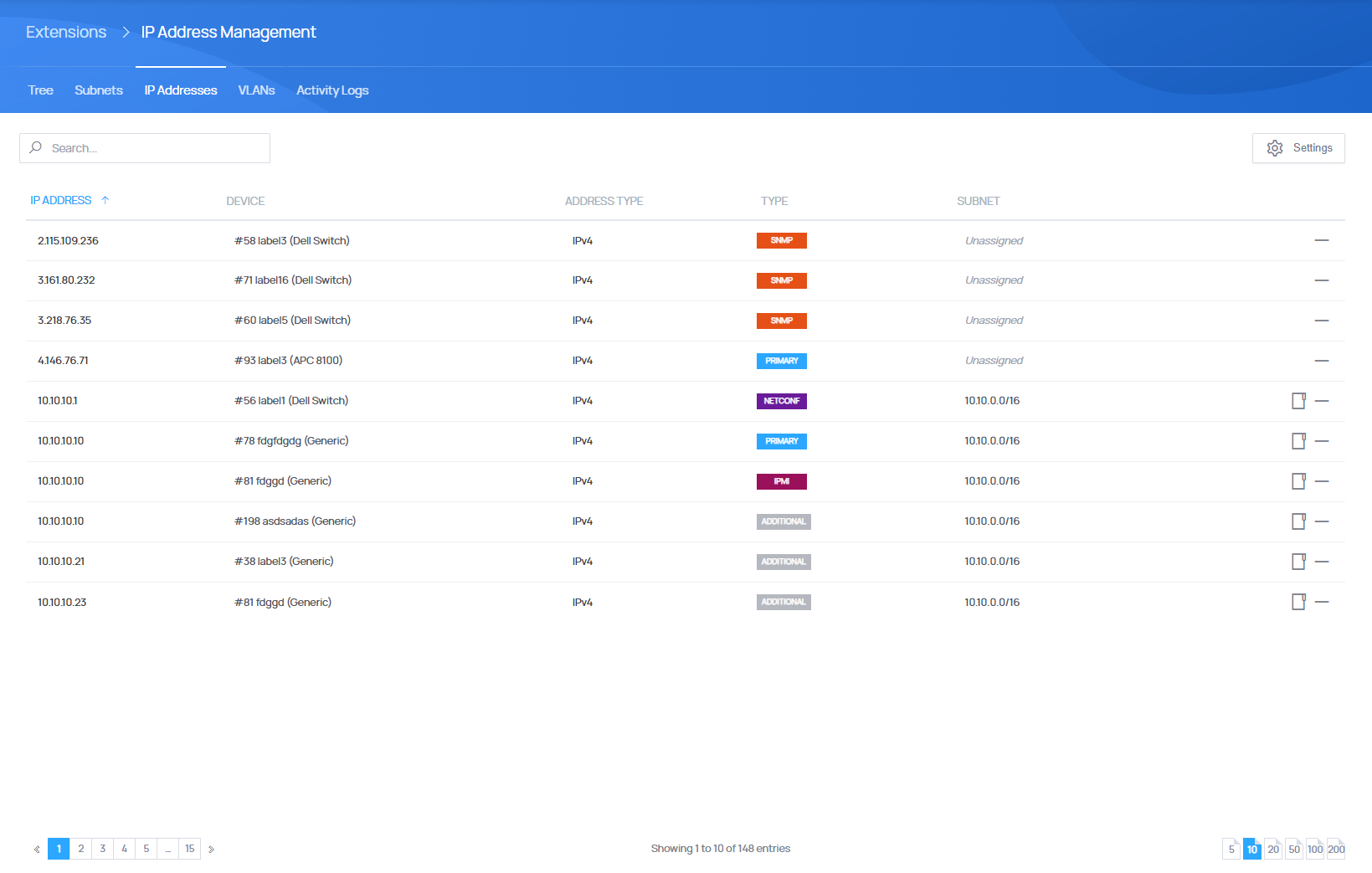 IP Addresses Management - EasyDCIM Administration - Screenshot 3