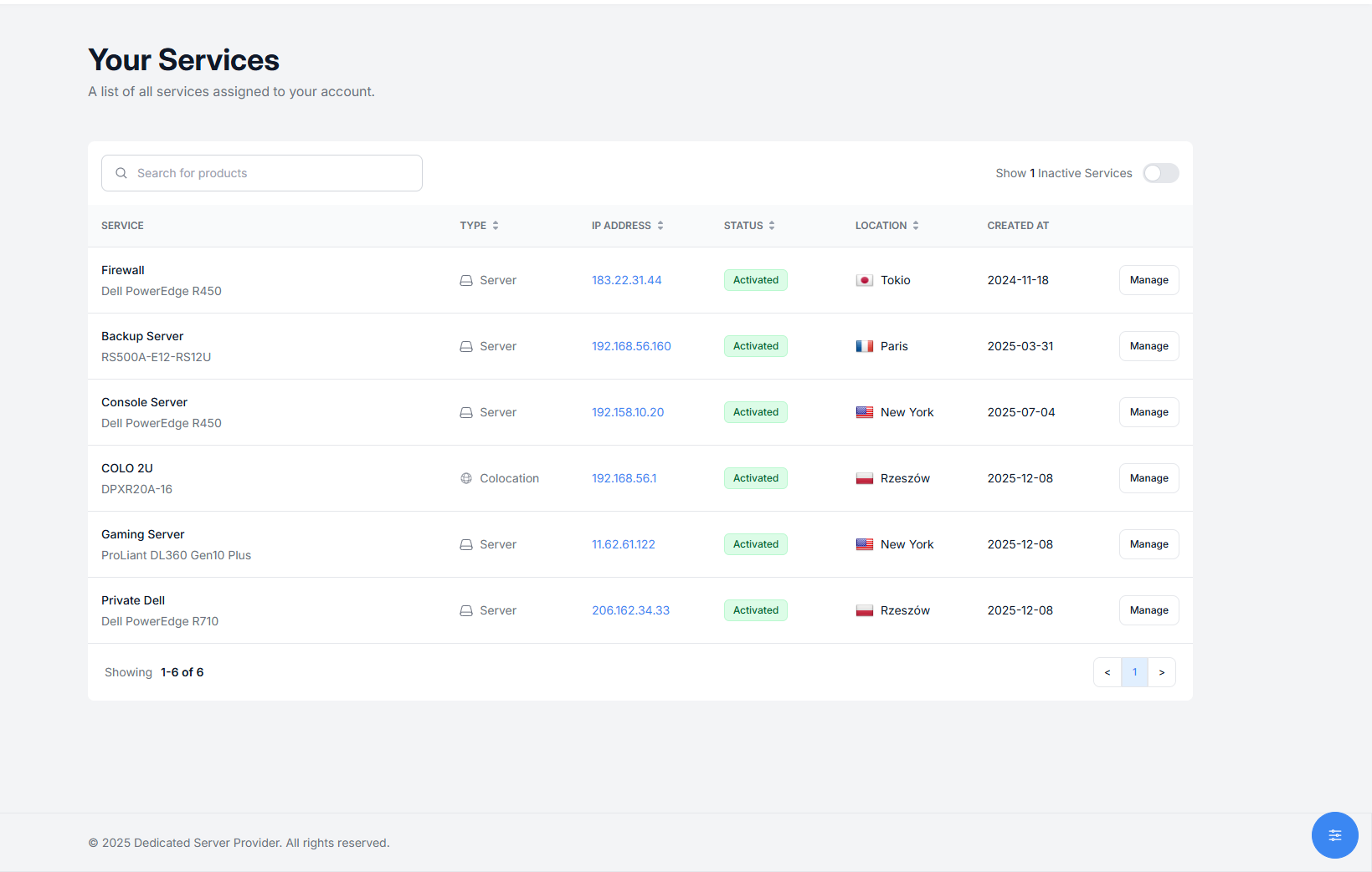 Servers Monitoring - EasyDCIM Client Control - Screenshot 1